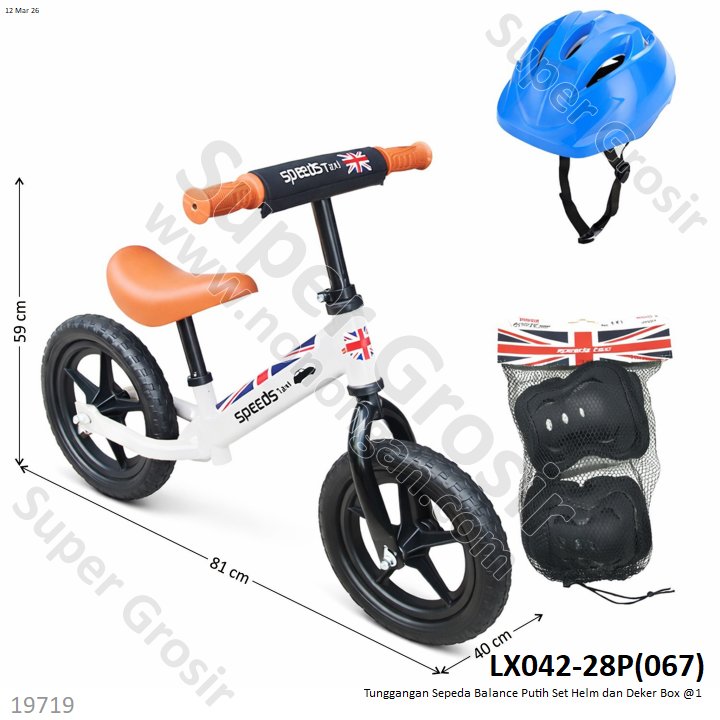Tunggangan Sepeda Balance Putih Set Helm dan Deker Box @1