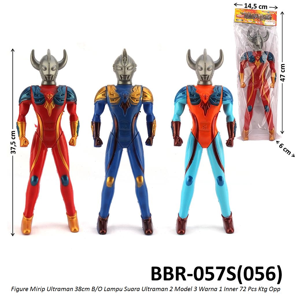 Action Figure Ultraman 38 cm B/O Suara Lampu 2 Karakter 3 Warna 1 Inner 72 Pcs Ktg Opp @144
