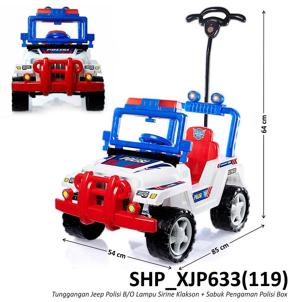 Tunggangan Mobil Jeep Polisi + Sandaran Dorongan dan Sabuk Pengaman B/O Sirine Klakson Lampu Box @1