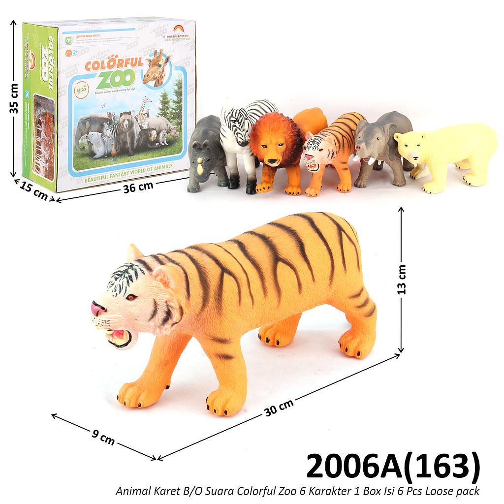 Hewan Karet B/O Suara Colorful Zoo 6 Jenis 1 Box 6 Pcs Loose Pack @72