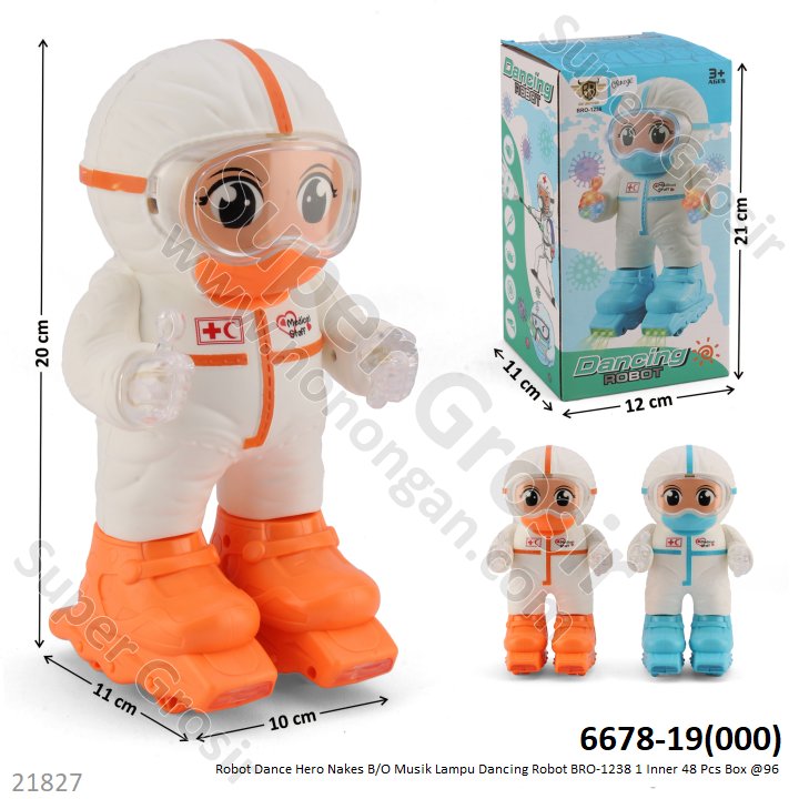 Robot Dance Nakes B/O Musik Lampu Dancing Robot BRO-1238 1 Inner 48 Pcs Box @96