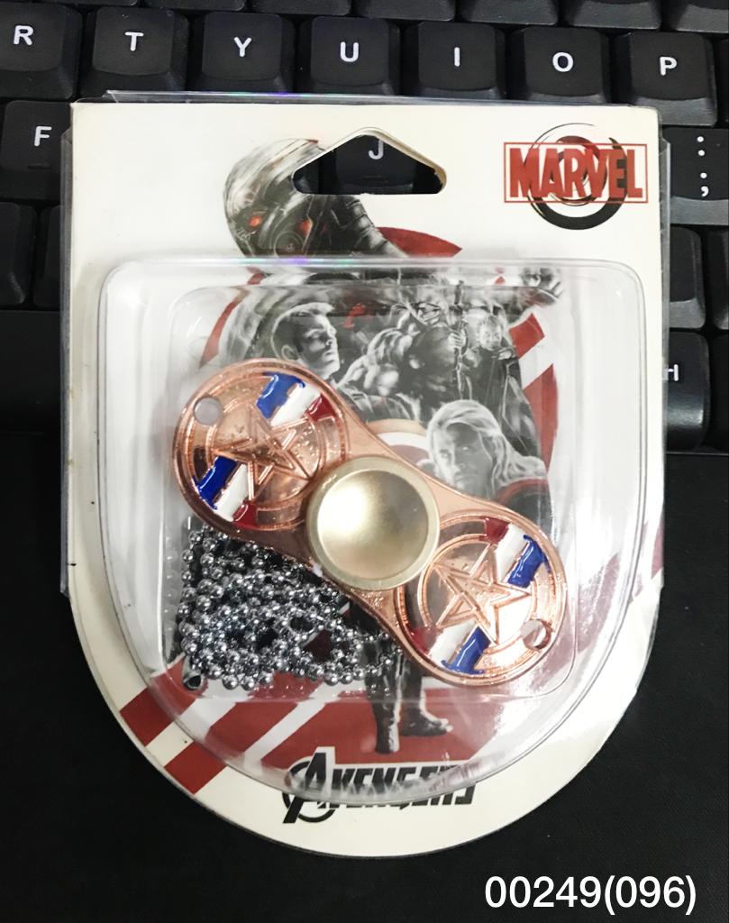 Spinner Besi 2 Sisi Bulat Corak Captain America + Kalung Avenger Mika 