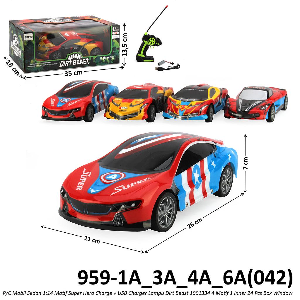 R/C Mobil Sedan Avengers 1:14 Charge + USB Charger Lampu Dirt Beast 1001334 4 Karakter 1 Inner 24 Pcs Box Window @48