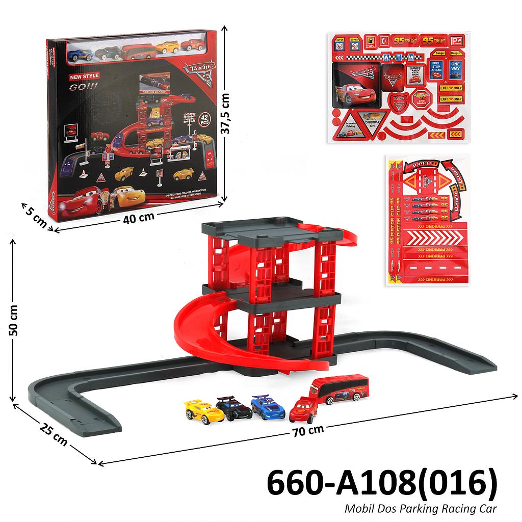 Parking Lot Track The Cars Set Mobil 5 Pcs Skala Hot Wheels dan Sticker Parking Garage Box Window @36