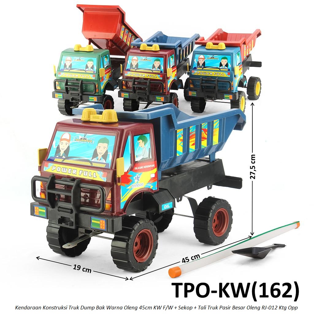 Truk Dump Oleng F/W 45 cm + Sekop + Tongkat Penarik Warna KW Truk Pasir Besar Oleng RJ-012 Ktg Opp @15