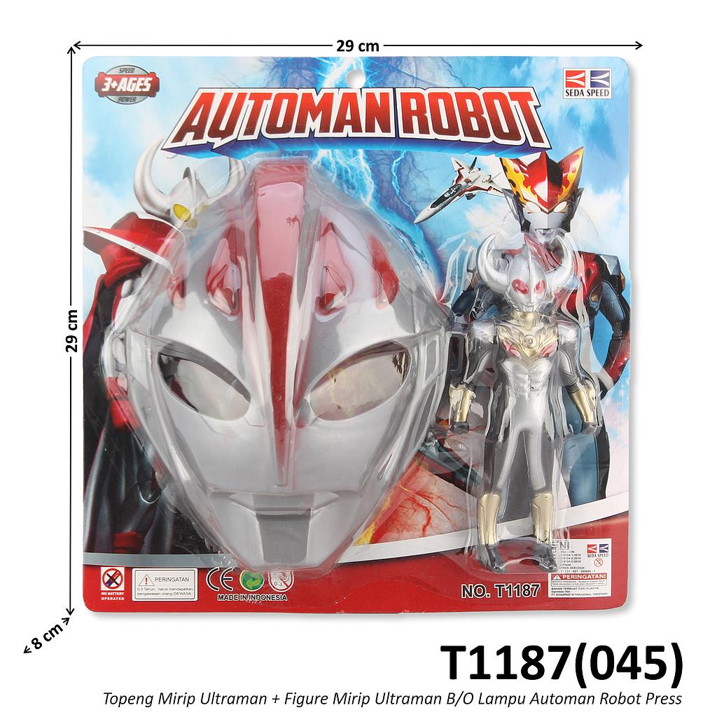 Topeng Ultraman Set + Figure B/O Lampu Automan Robot Press @108