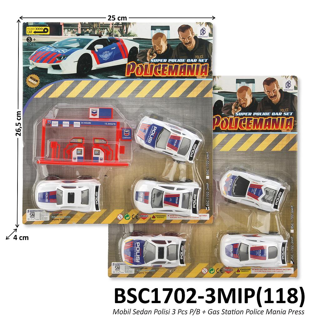 Mobil Polisi Set 3 Pcs P/B + Gas Station Police Mania Press @168