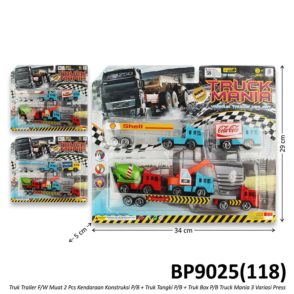 Truk Set 5 Pcs Truk Trailer Muat F/W Muat Truk Konstruksi 2 Pcs (Crane / Molen) P/B + Truk Trailer Tangki P/B + Truk Box P/B Truck Mania 3 Variasi Press @60