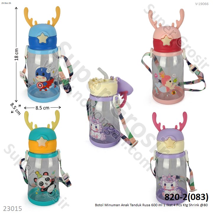 Botol Minuman Anak Tanduk Rusa 600 ml 1 Ikat 4 Pcs Ktg Shrink @80