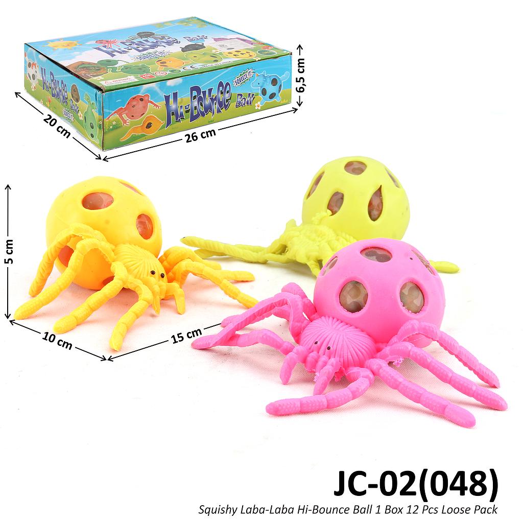 Squishy Mesh Ball Hewan Laba-Laba / Buaya / Kodok Hi-Bounce Ball 1 Box 12 Pcs Loose Pack @288