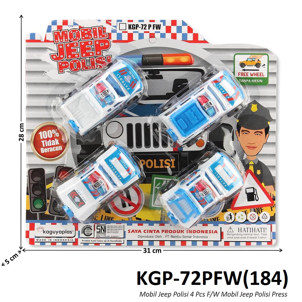 Mobil Polisi Set 4 Pcs Jeep F/W Press @60