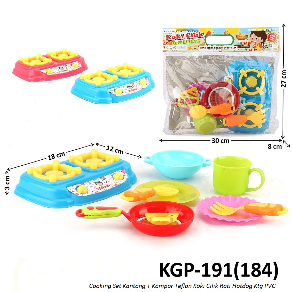 Cooking Set Kompor dan Teflon Koki Cilik Roti Hotdog Ktg PVC @84