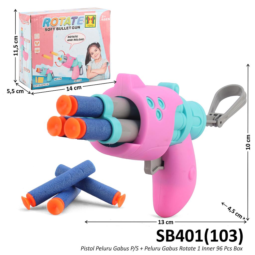 Pistol Peluru Gabus Tempel Kaca Set Peluru 3 Pcs Rotate 1 Inner 96 Pcs Box @192