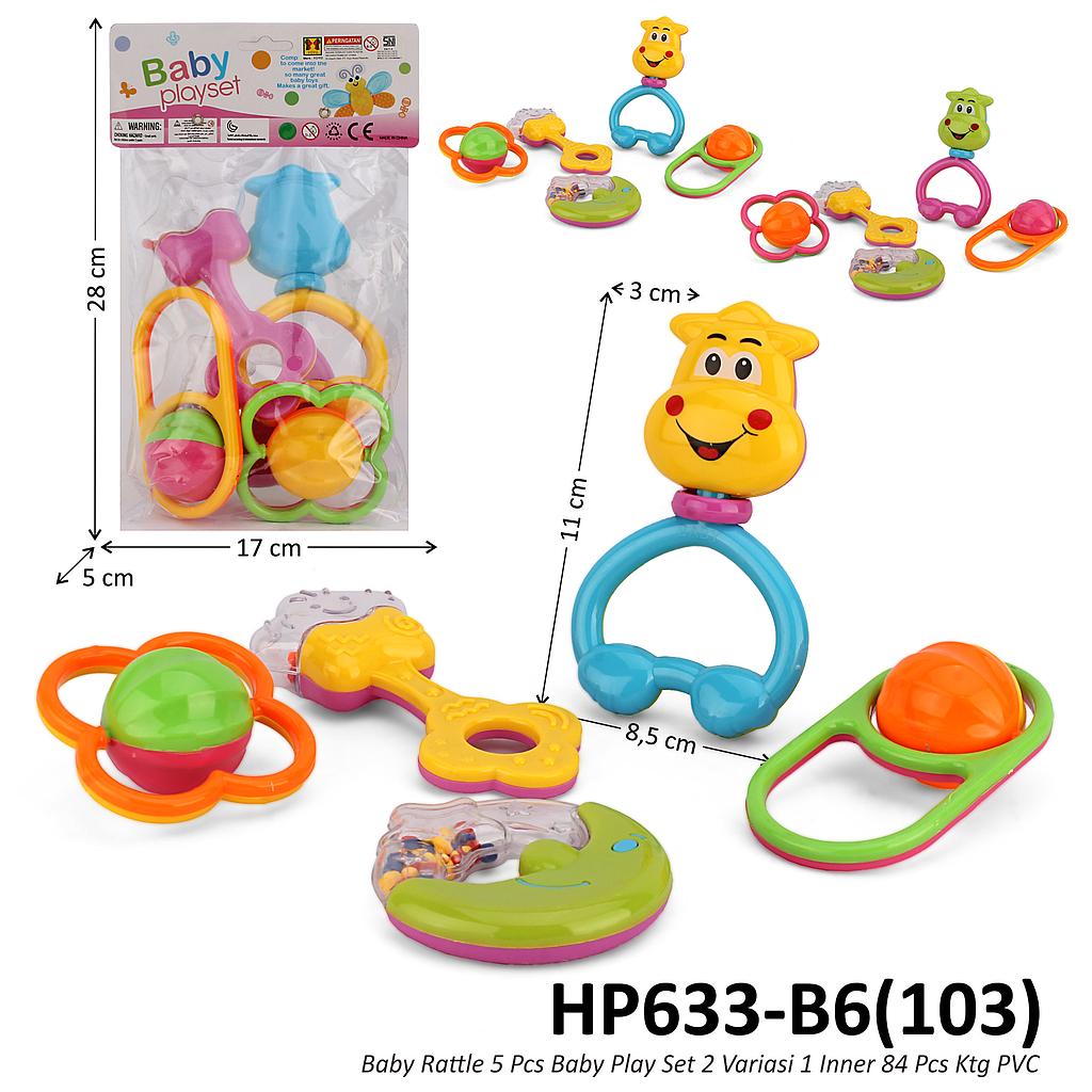Baby Rattle 5 Pcs Baby Play Set 2 Variasi 1 Inner 84 Pcs Ktg PVC @168