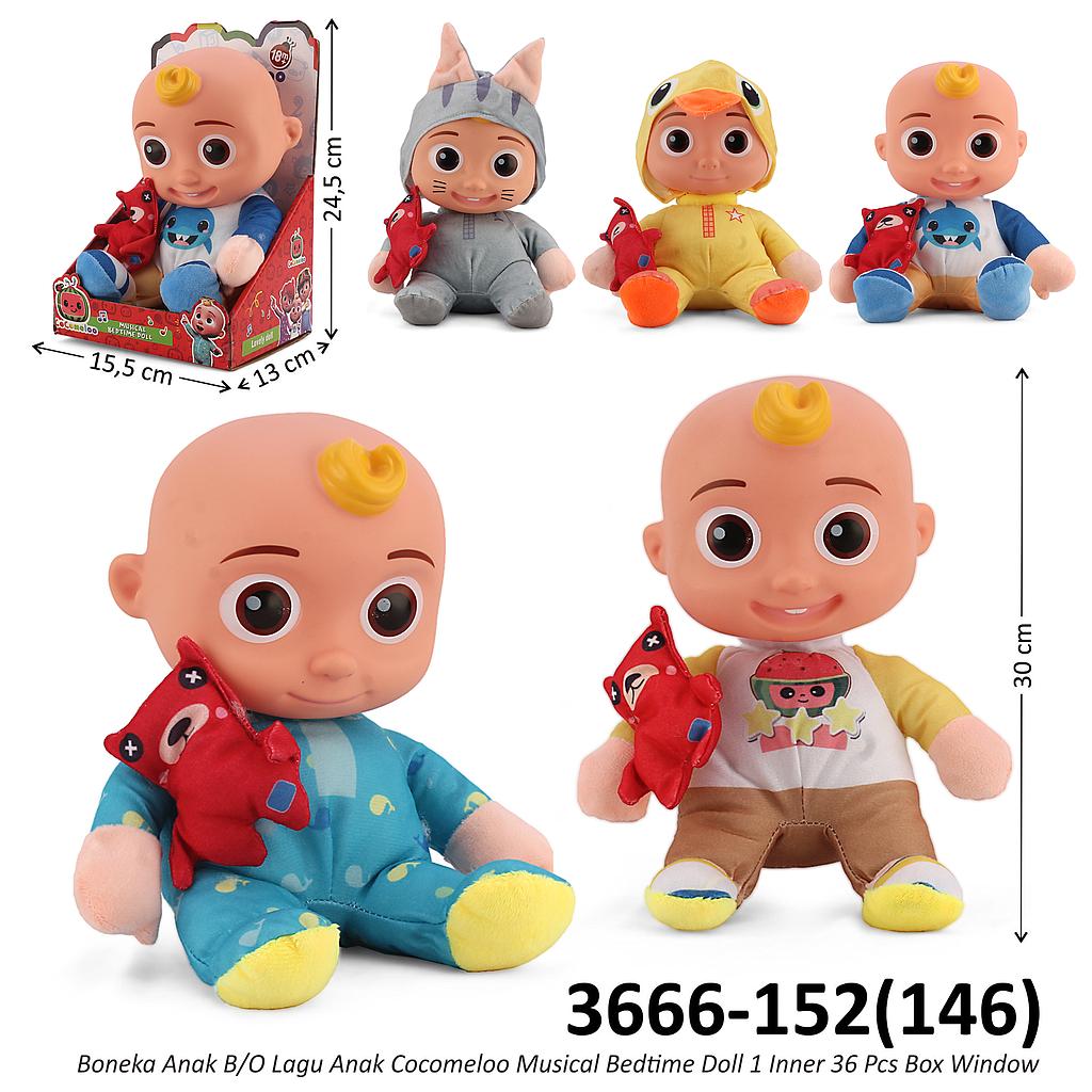 Boneka Anak JJ Cocomelon B/O Lagu Anak Musical Bedtime Doll 1 Inner 36 Pcs Box Window @72