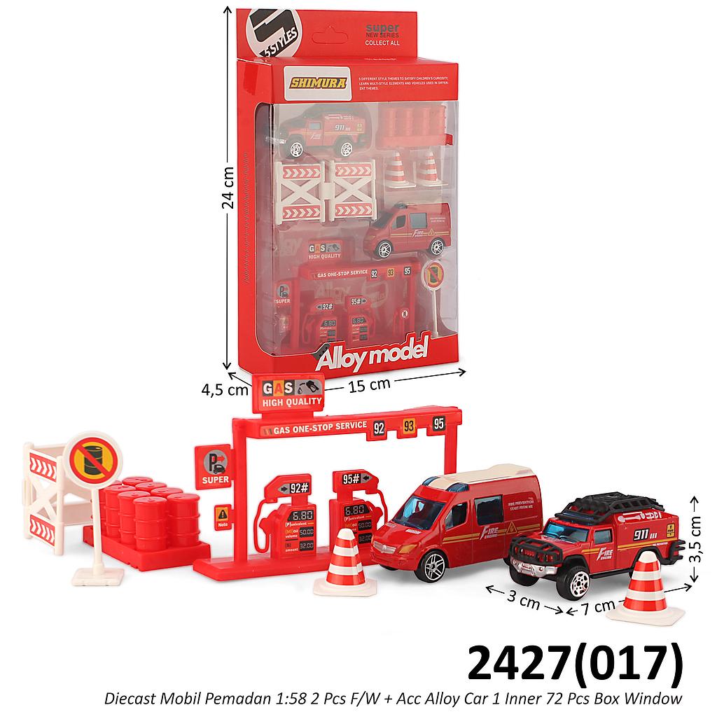 Diecast Mobil Pemadan 1:58 2 Pcs F/W + Acc Alloy Car 1 Inner 72 Pcs Box Window @144