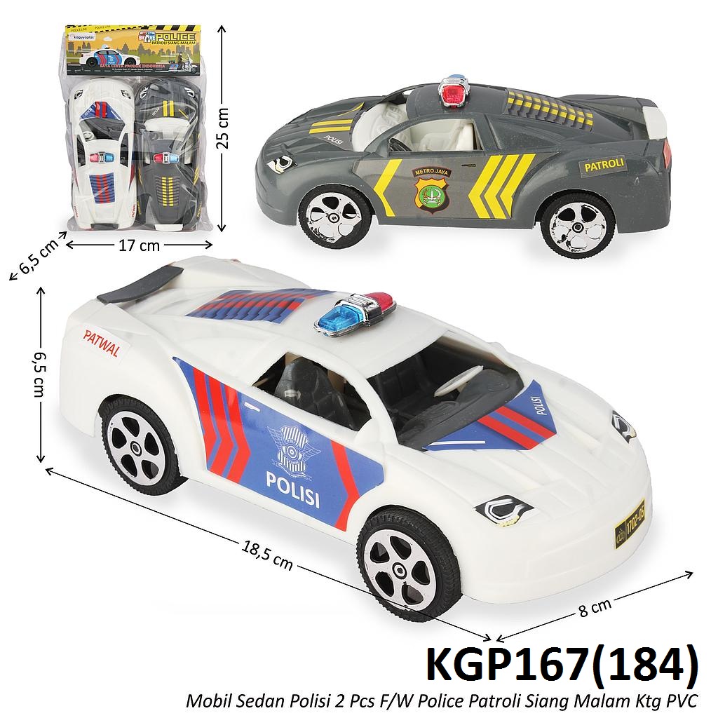 Mobil Polisi 2 Pcs 19 cm F/W Police Patroli Siang Malam Ktg PVC @84