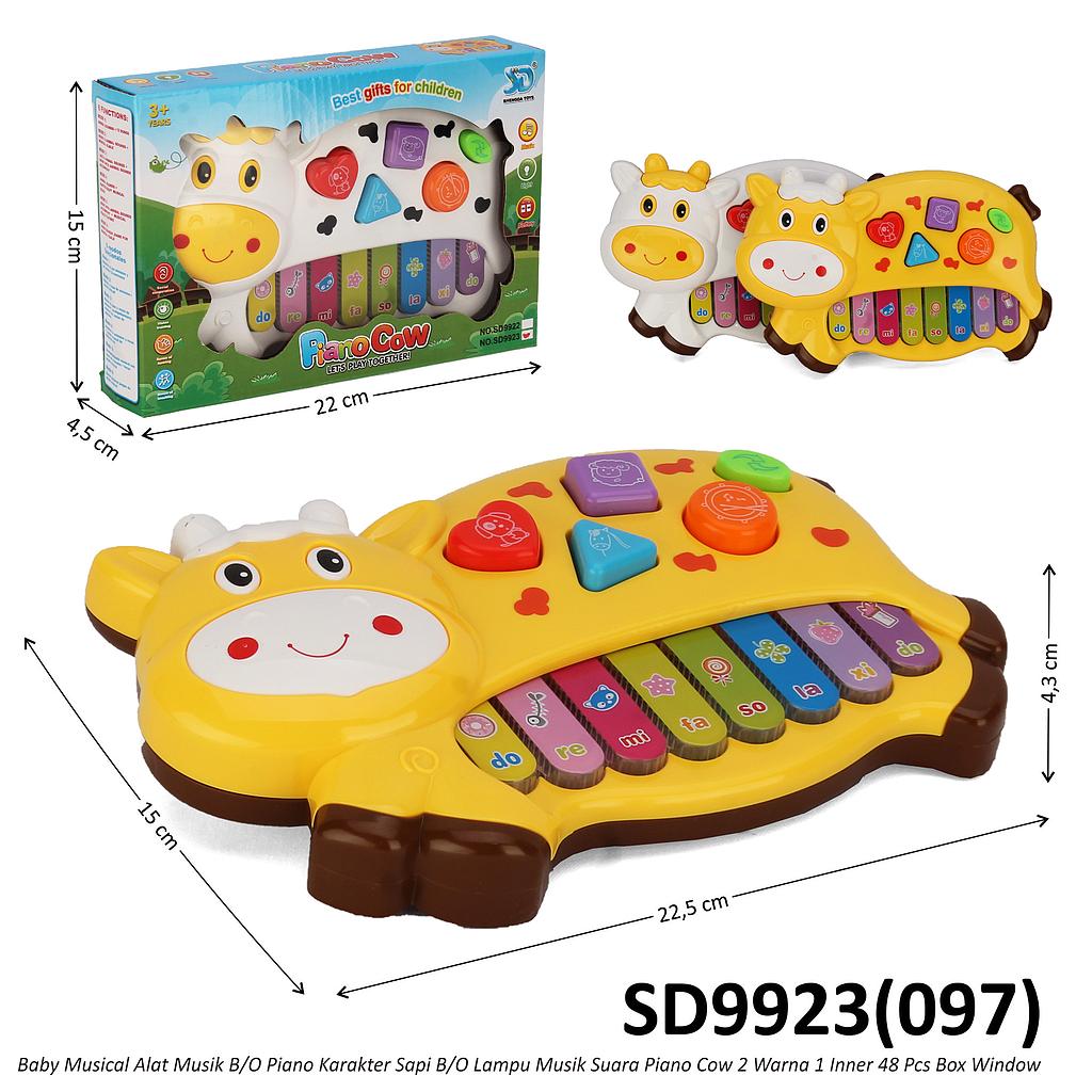 Baby Musical Piano Hewan Sapi B/O Suara Musik Lampu SD9923 2 Warna 1 Inner 48 Pcs Box Window @96