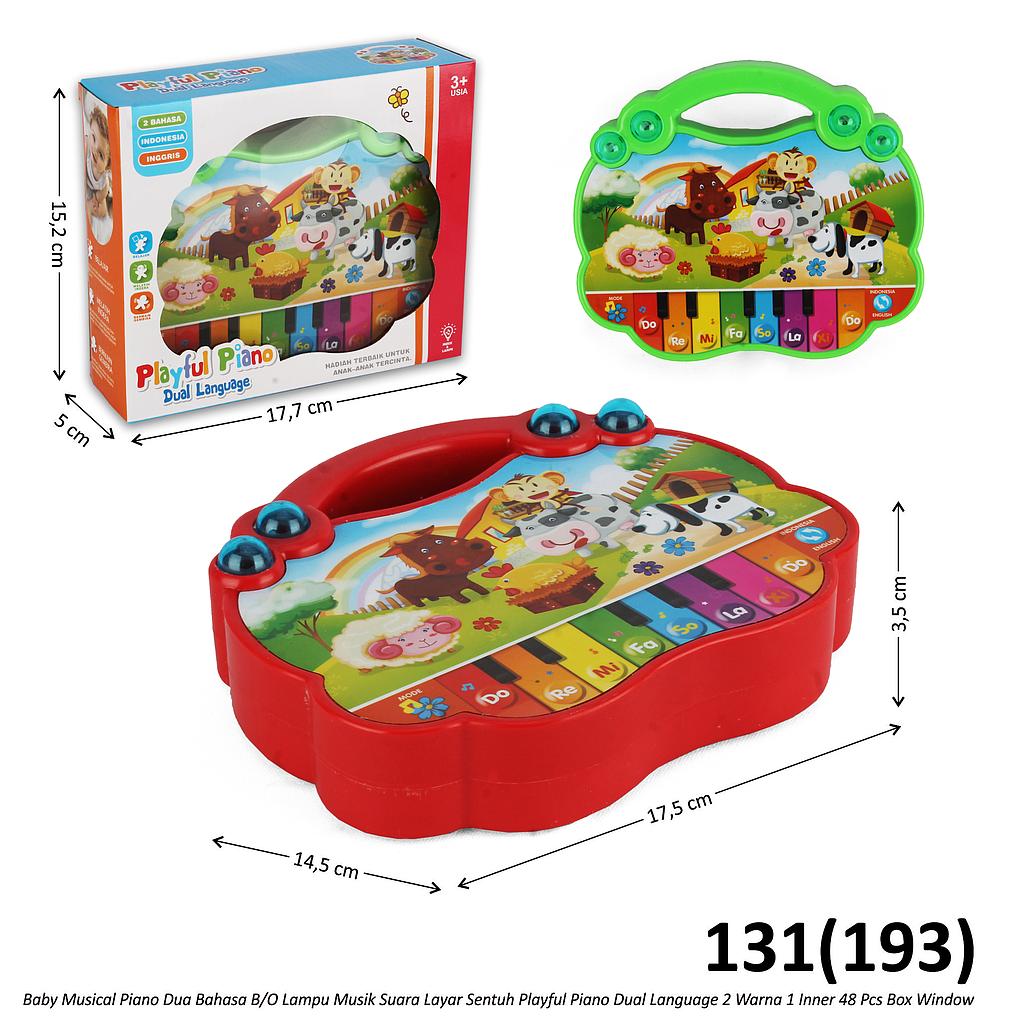 Baby Musical Piano Hewan B/O Musik Suara Lampu Layar Sentuh Dua Bahasa Playful Piano 1 Inner 48 Pcs Box Window @96