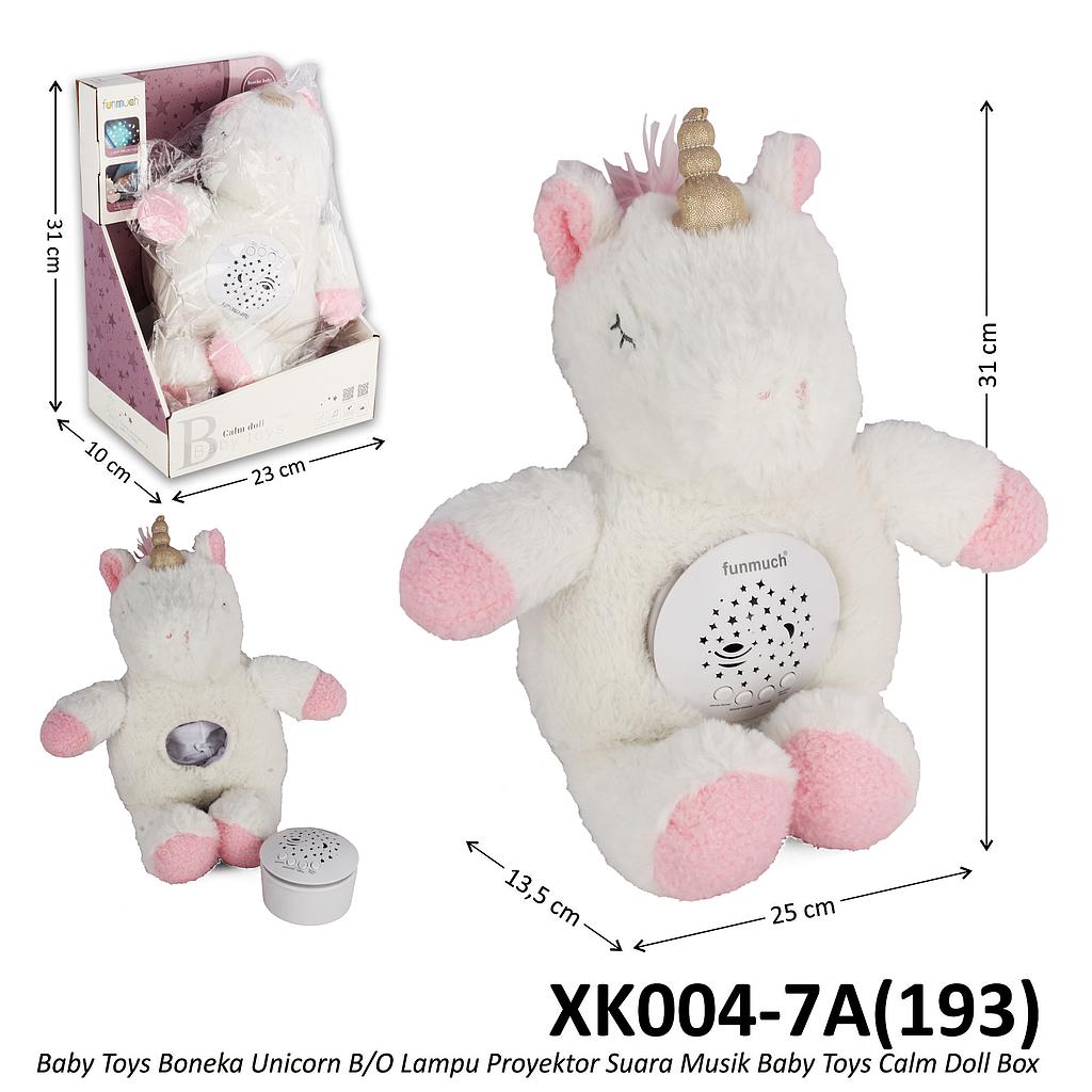 Boneka Unicorn B/O Suara Musik Lampu Proyektor Baby Toys Calm Doll Box @48