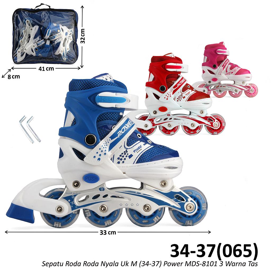 Sepatu Roda Roda Nyala Uk M (34-37) Power MDS-8101 Tas @12
