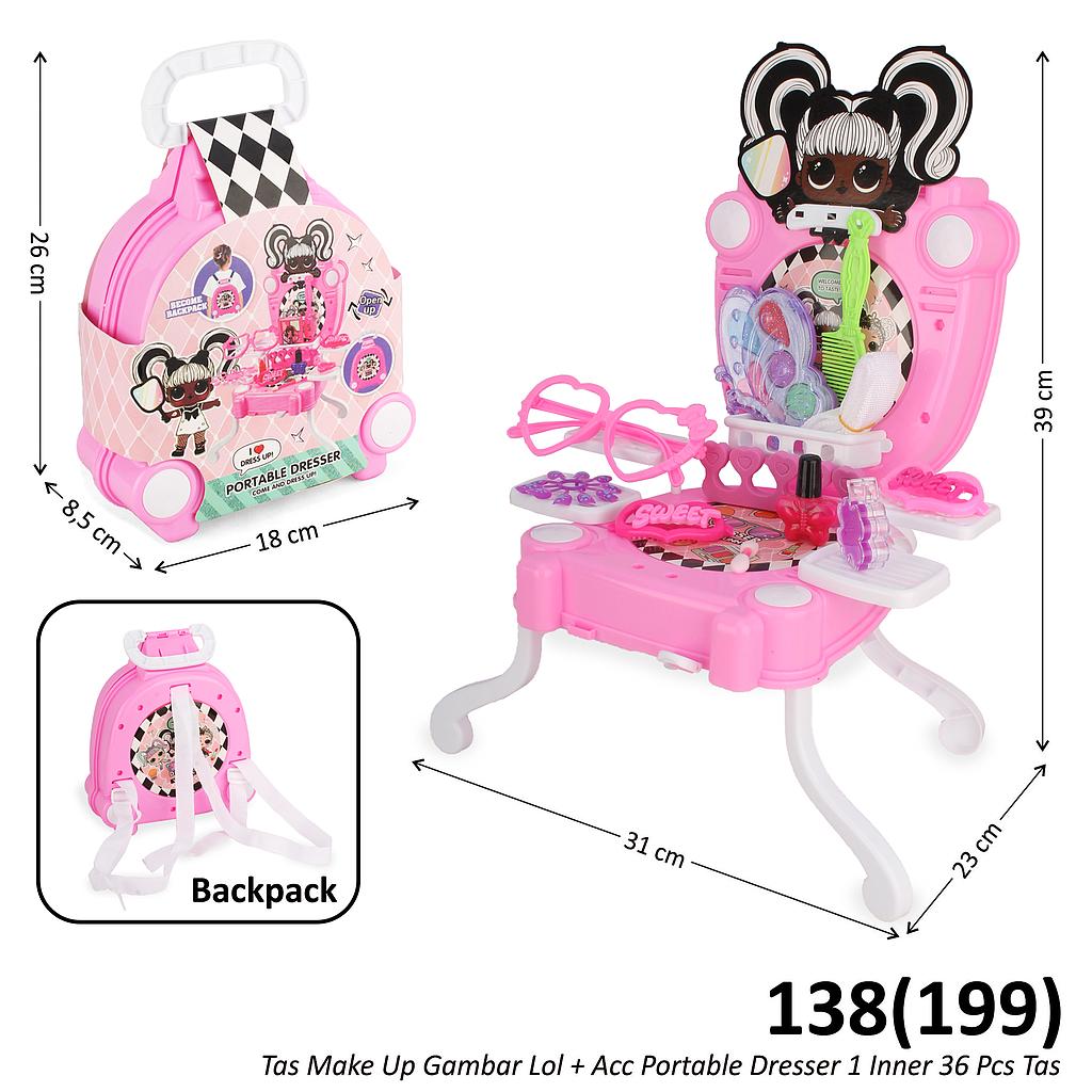 Make Up Set Meja Rias Koper LOL Portable Dresser 1 Inner 36 Pcs Loose Pack @72