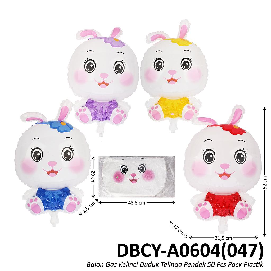 Balon Gas Kelinci Duduk Telinga Pendek 50 Pcs Pack Plastik @60