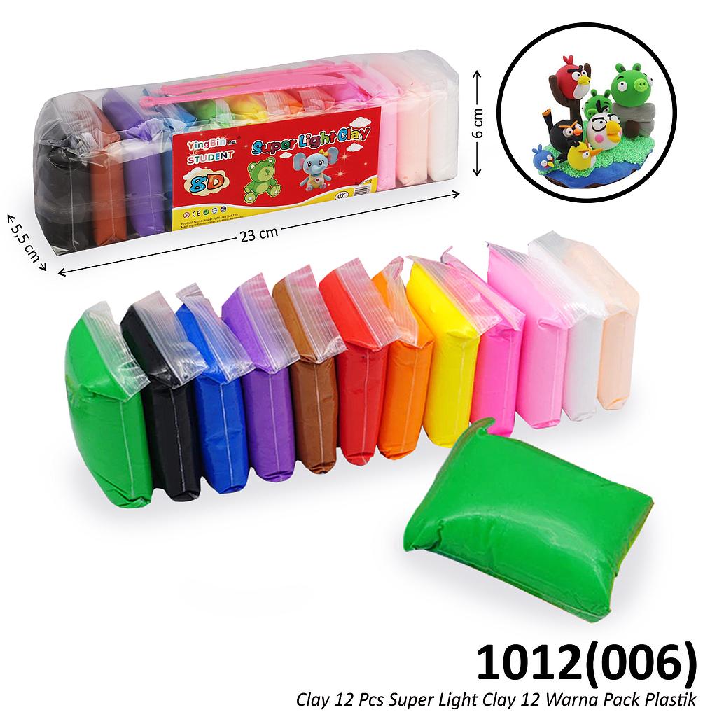 Clay 12 Pcs 85 Gram Super Light Clay 12 Warna Pack Plastik @240