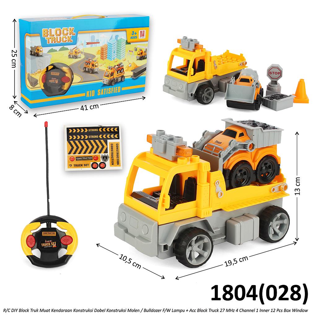 R/C Truk Konstruksi Muat Shovel / Bulldozer (Molen / Dump) Set Acc DIY F/W Lampu Block Truck 27 MHz 4 Channel 1 Inner 12 Pcs Box Window @24