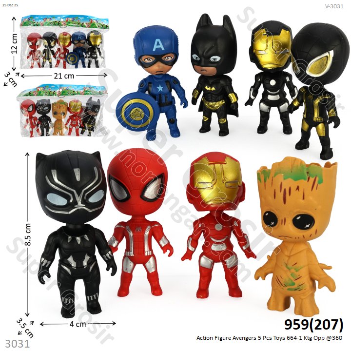 Action Figure Avengers 5 Pcs Toys 664-1 Ktg Opp @360
