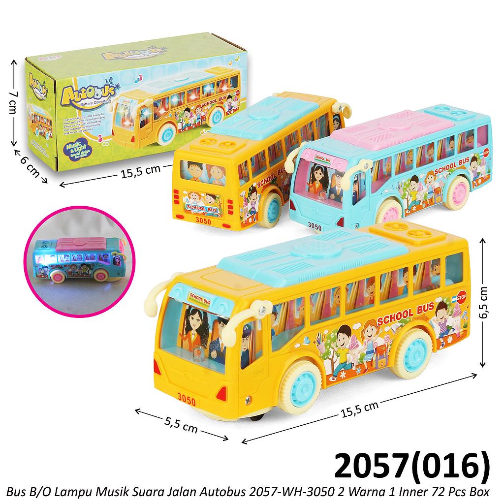 Bus B/O Lampu Musik Suara Jalan Autobus 2057-WH-3050 2 Warna 1 Inner 72 Pcs Box @144