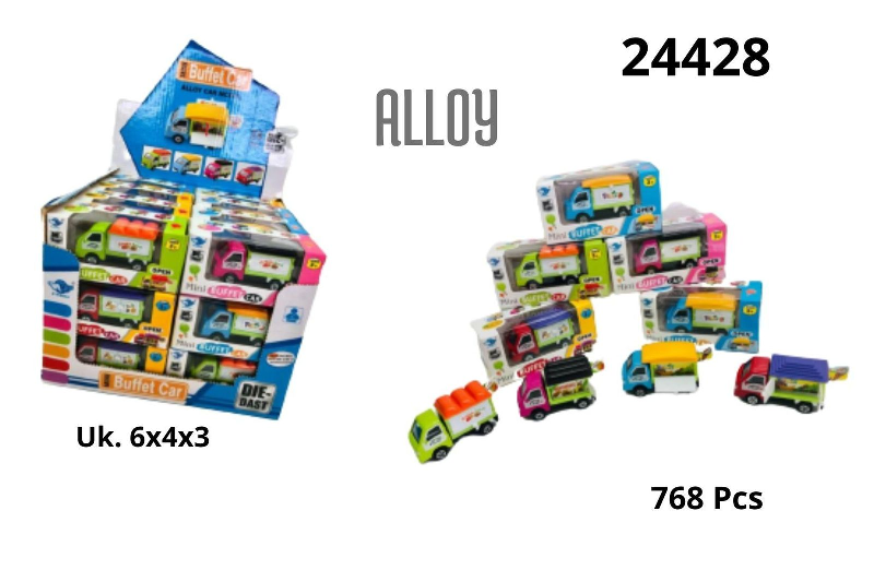 Diecast Mobil Skala Hot Wheels 1:64 Truk Makanan F/W Buka Tutup Pintu Mini Buffet Car 4 Model 1 Box 24 Pcs 1 Inner 384 Pcs Box Window @768