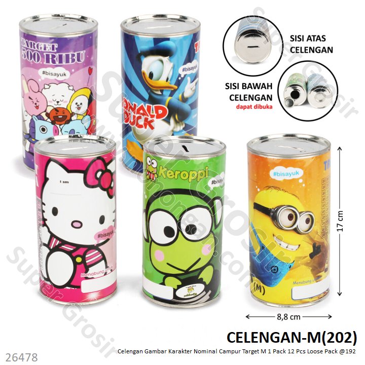 Celengan Target M Ada Tutup Nominal Campur Gambar Karakter Target 1 Pack 12 Pcs Loose Pack @240