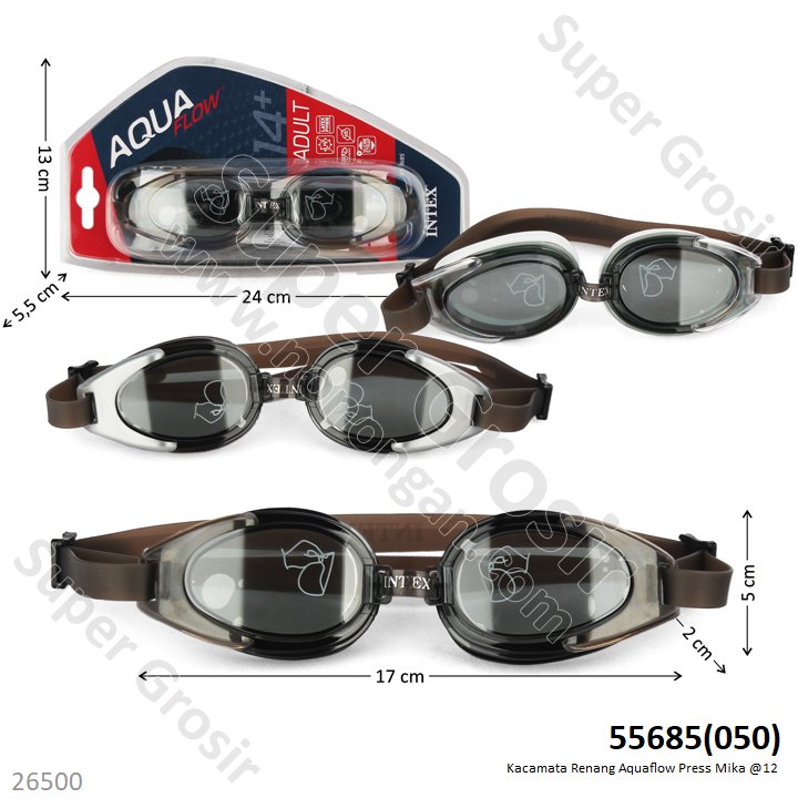 Kacamata Renang Dewasa Intex Aquaflow Press Mika @12