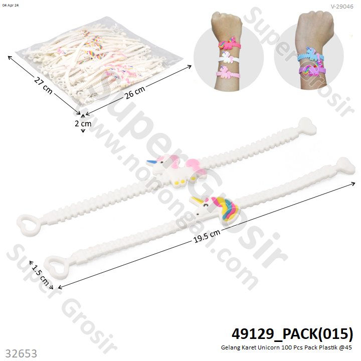 Gelang Karet Unicorn 100 Pcs Pack Plastik @45