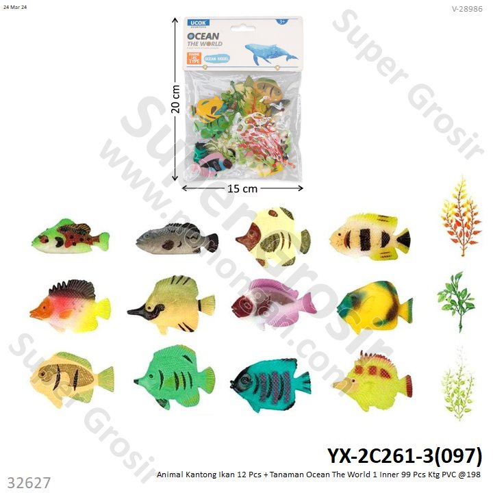 Hewan Ikan Laut Set 12 Pcs + Tanaman Ocean The World 1 Inner 99 Pcs Ktg PVC @198