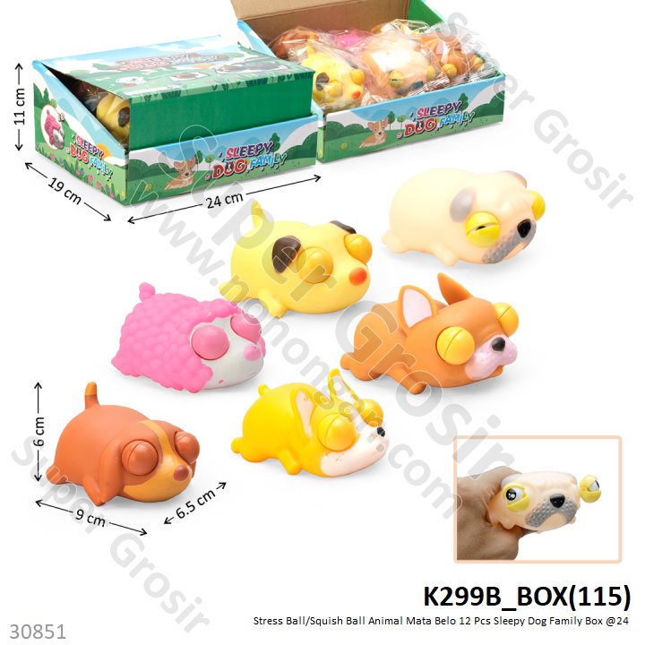 Squishy Anjing Mata Belo 12 Pcs Sleepy Dog Family Box @24