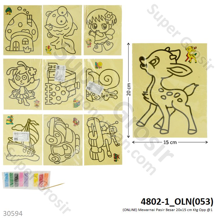 Mewarnai Pasir Besar 20x15 cm 1 Ikat 10 Pcs 1 Pack 100 Pcs Ktg Opp @1500