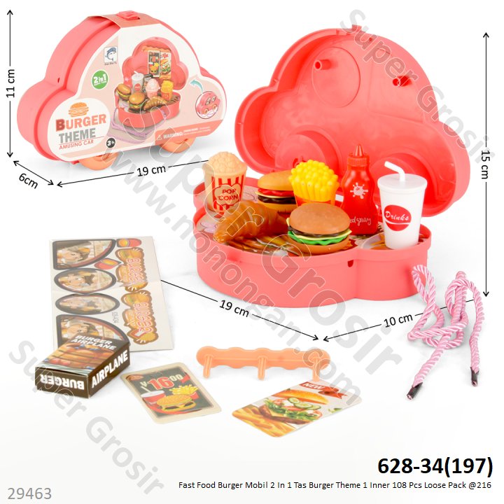 Food Set Koper 2 In 1 Mobil Burger Theme 1 Inner 108 Pcs Koper @216