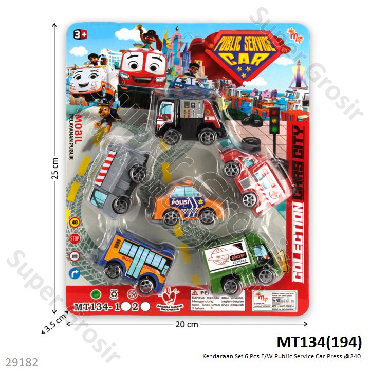 Kendaraan Set 6 Pcs F/W Public Service Car Press @240