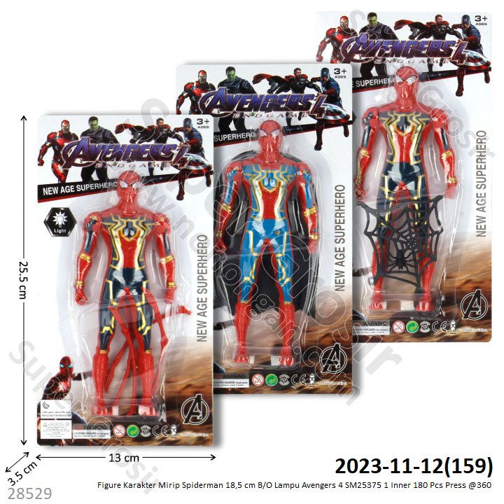 Action Figure Spiderman 18,5 cm B/O Lampu Avengers 4 SM25375 1 Inner 180 Pcs Press @360