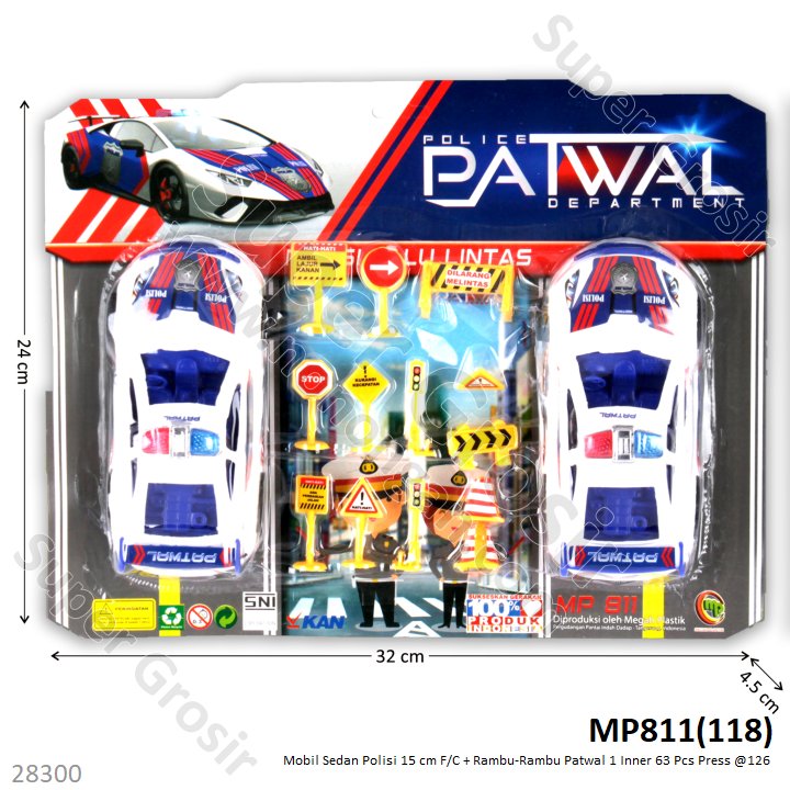 Mobil Polisi 2 Pcs 15 cm F/C + Rambu-Rambu Patwal 1 Inner 63 Pcs Press @126