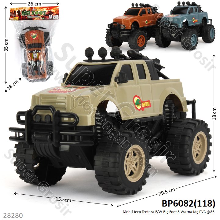Mobil Jeep Tentara Big Foot F/W 3 Warna Ktg PVC @36