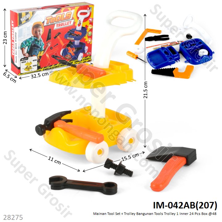 Mainan Tool Set + Trolley Bangunan Tools Trolley 1 Inner 24 Pcs Box @48