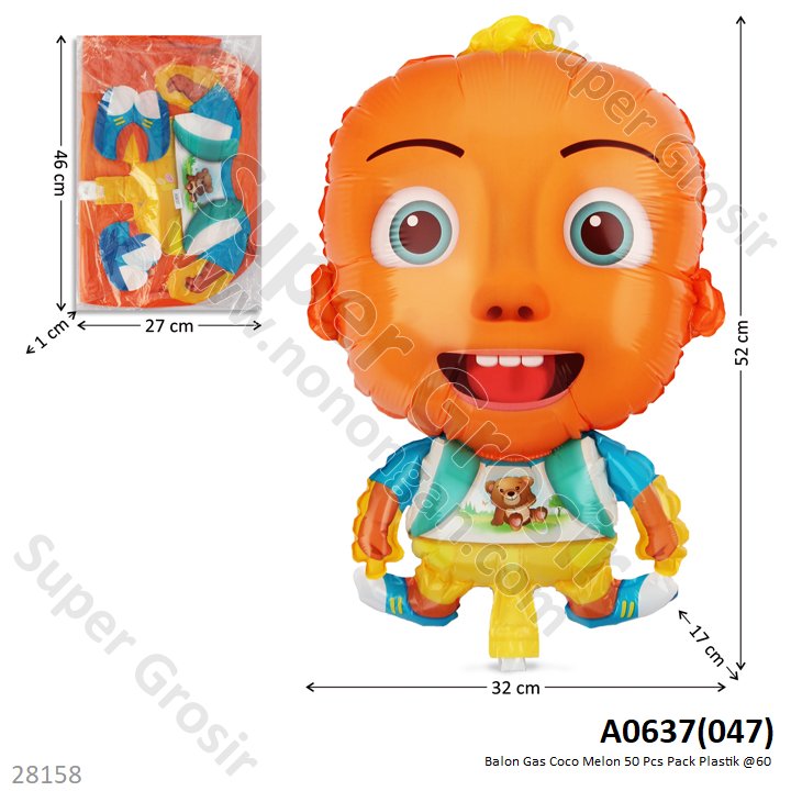 (Obral) Balon Gas Coco Melon 50 Pcs Pack Plastik @60