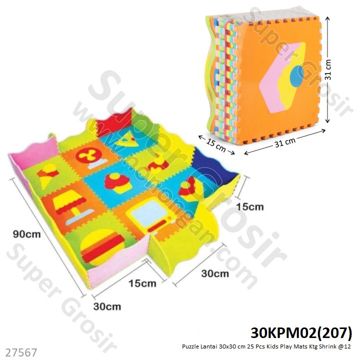 Matras Puzzle Lantai 30x30 cm 25 Pcs Kids Play Mats Ktg Shrink @12