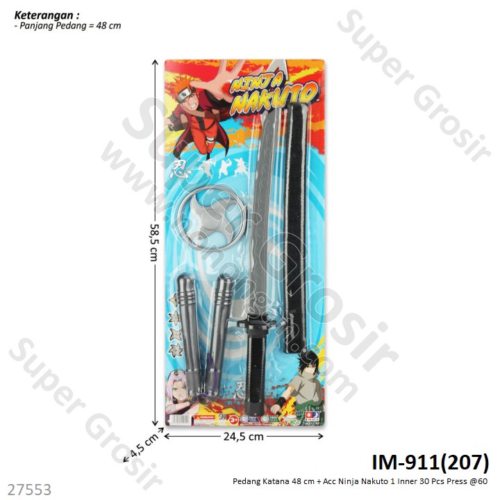 Pedang Naruto Set 48 cm + Acc Ninja Nakuto 1 Inner 30 Pcs Press @60