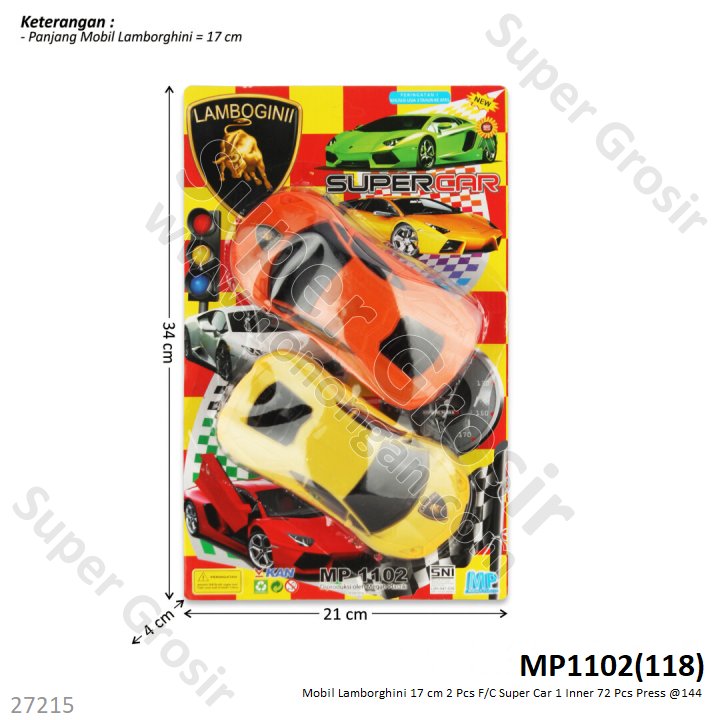 Mobil Sedan Lamborghini 2 Pcs F/C 17 cm Super Car 1 Inner 72 Pcs Press @144