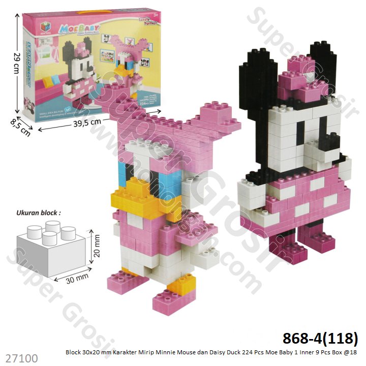 Block 30x20 mm Karakter Minnie Mouse dan Daisy Duck 224 Pcs Moe Baby 1 Inner 9 Pcs Box @18