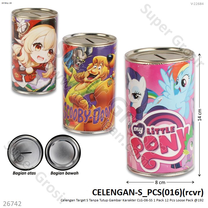 Celengan Target S Tanpa Tutup Gambar Karakter CLG-06-SS 1 Pack 12 Pcs Loose Pack @192